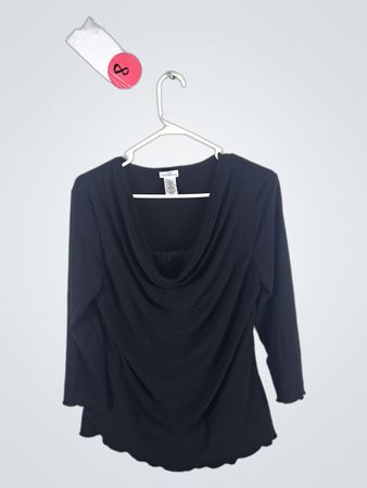 Jaclyn Smith Black Cowl Neck Top