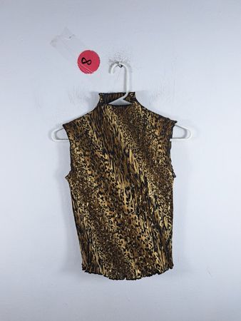 Gold and Black Sleeveless Top