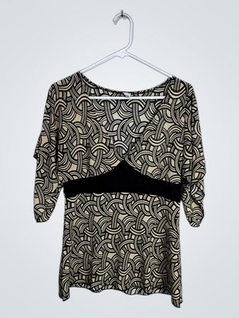 Teenie Weenie Black and Beige Patterned Top