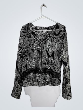 Long-Sleeve Paisley Blouse