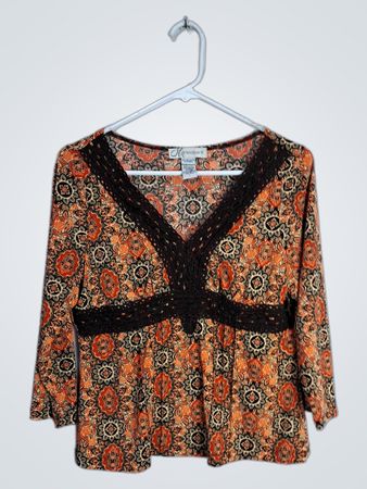 Dressbarn Orange Floral Blouse
