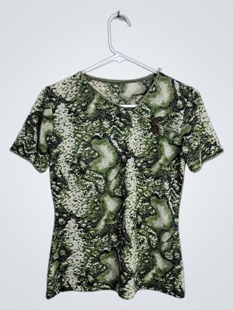 Green and White Snake Print T-Shirt