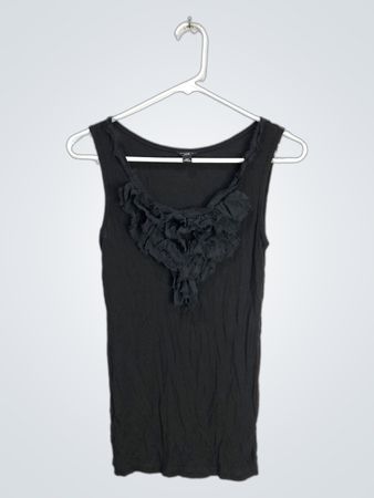 Ann Taylor Black Ruffle Tank Top