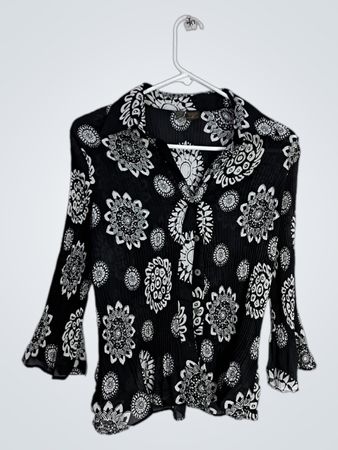 Black and White Floral Blouse