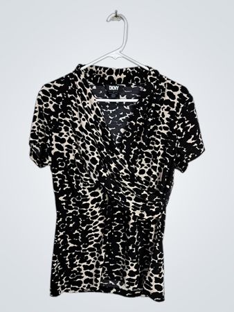 DKNY Leopard Print Wrap Top