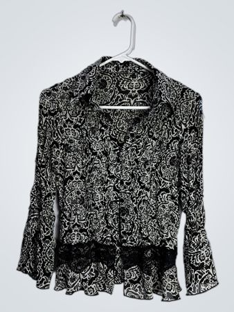 Black and White Floral Blouse