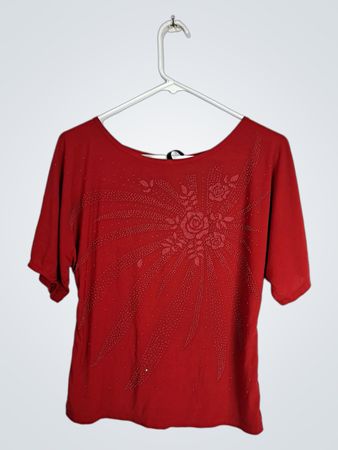 Red Embellished Blouse