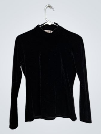 Casual Corner Black Velvet Long-Sleeve Top