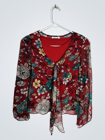 byergirl Floral Tie Front Top