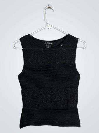 bebe Black Sleeveless Silk Top Size M
