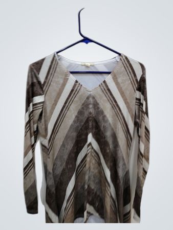 Brown and White Striped Top