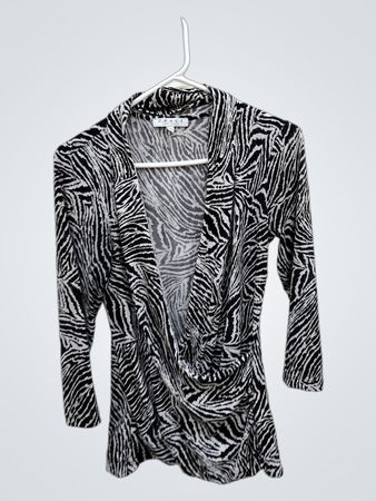 Chaus New York Zebra Print Draped Top