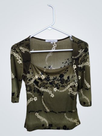 La Belle Green Floral Blouse