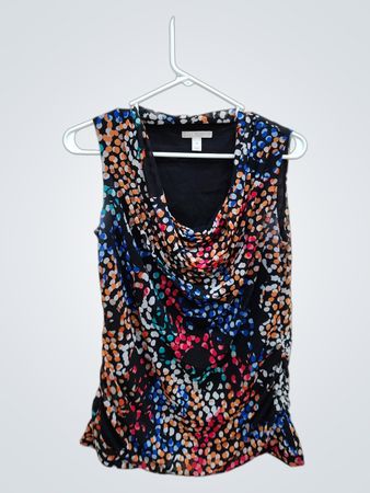 Dana Buchman Multicolor Polka Dot Cowl Neck Top