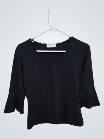 Black Lace Trim Blouse