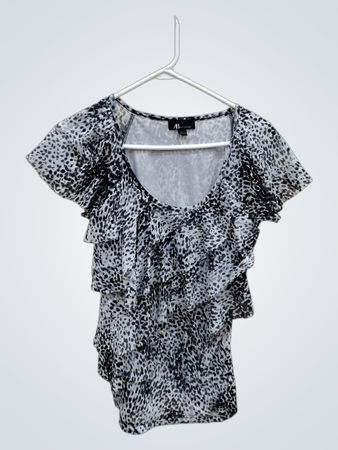 AB Studio Black and White Animal Print Top