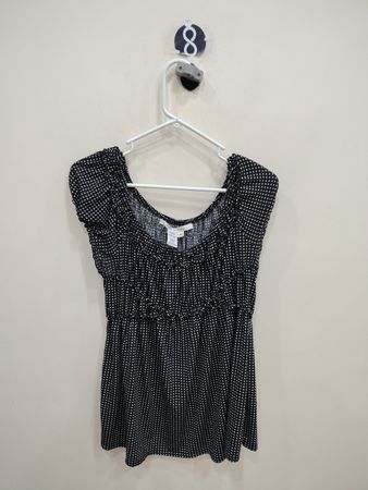 Max Studio Black and White Polka Dot Top
