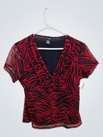 Rafaella Red and Black Zebra Print Top