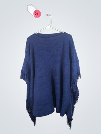 Blue Fringed Poncho