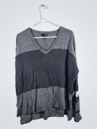 Gray Striped Long-Sleeve Top