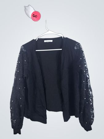 Siani Milano Black Embellished Sleeve Top