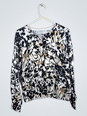 Studio Works Black and White Floral Blouse