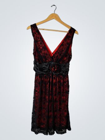 Red and Black Lace Dress