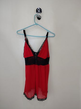 Red and Black Lace Chemise