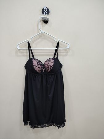 Black Lace-Trimmed Chemise
