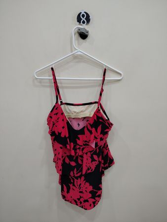 Pink and Black Floral Swimsuit Top