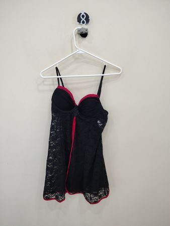 Linea Donatella Black Lace Camisole with Red Trim