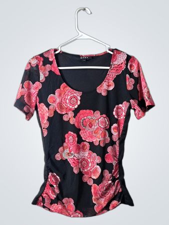 DKNY Short Sleeve Floral Top