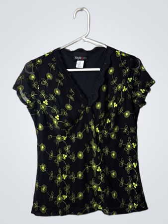 Style & Co. Black Floral Top