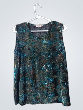 Tanjay Blue Paisley Sleeveless Top