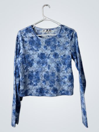Madden Girl Blue Floral Lace Top