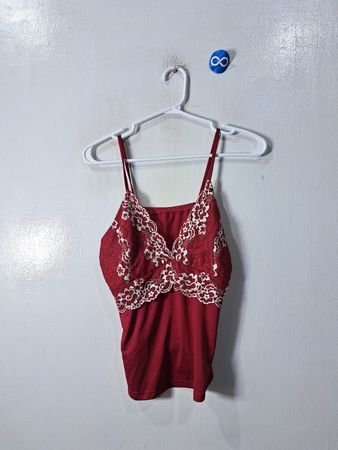 Red Lace Trim Cami Top