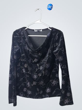 Black Floral Long-Sleeve Top
