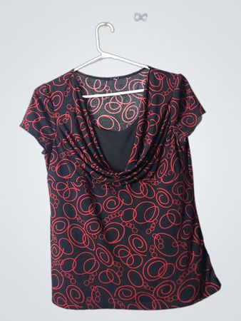 Blouse with Red and Black Pattern