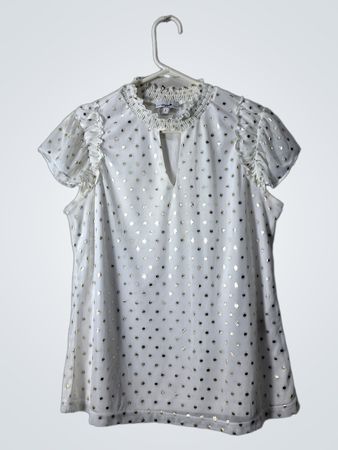 Poppi White Blouse with Gold Dots