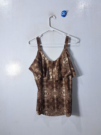 Brown Snakeskin-Print Blouse