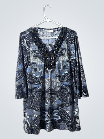 Chico's Blue and Black Paisley Blouse