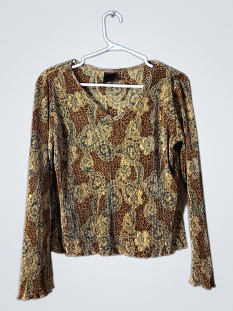 Brown Paisley Long Sleeve Top