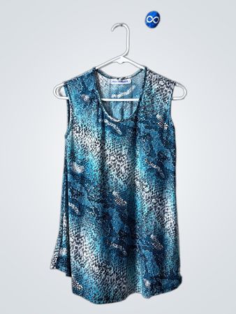 Blue Animal Print Sleeveless Top