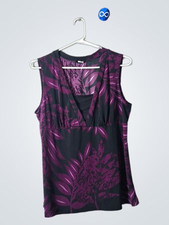 Purple Floral Sleeveless Top