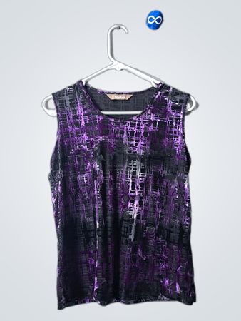 TANJAY Purple and Black Sleeveless Top
