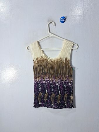Blouse with Purple and Brown Pattern