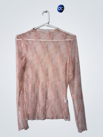 Pink Sheer Lace Top