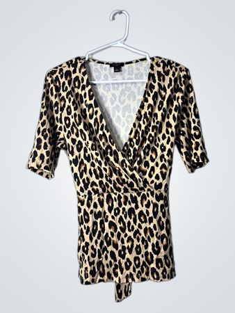 Ann Taylor Factory Leopard Print Wrap Top