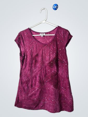 Dressbarn Magenta Sequin Top