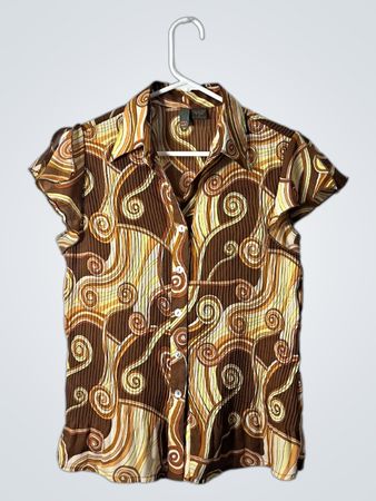 Brown Patterned Short Sleeve Shirt